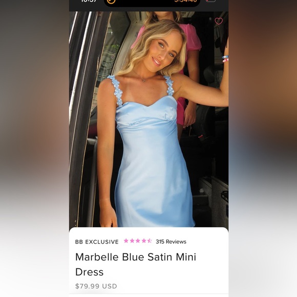 NWT Marbelle Blue Satin Mini Dress - Picture 5 of 5